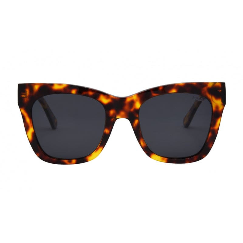 Tortoiseshell cat-eye sunglasses on a white background