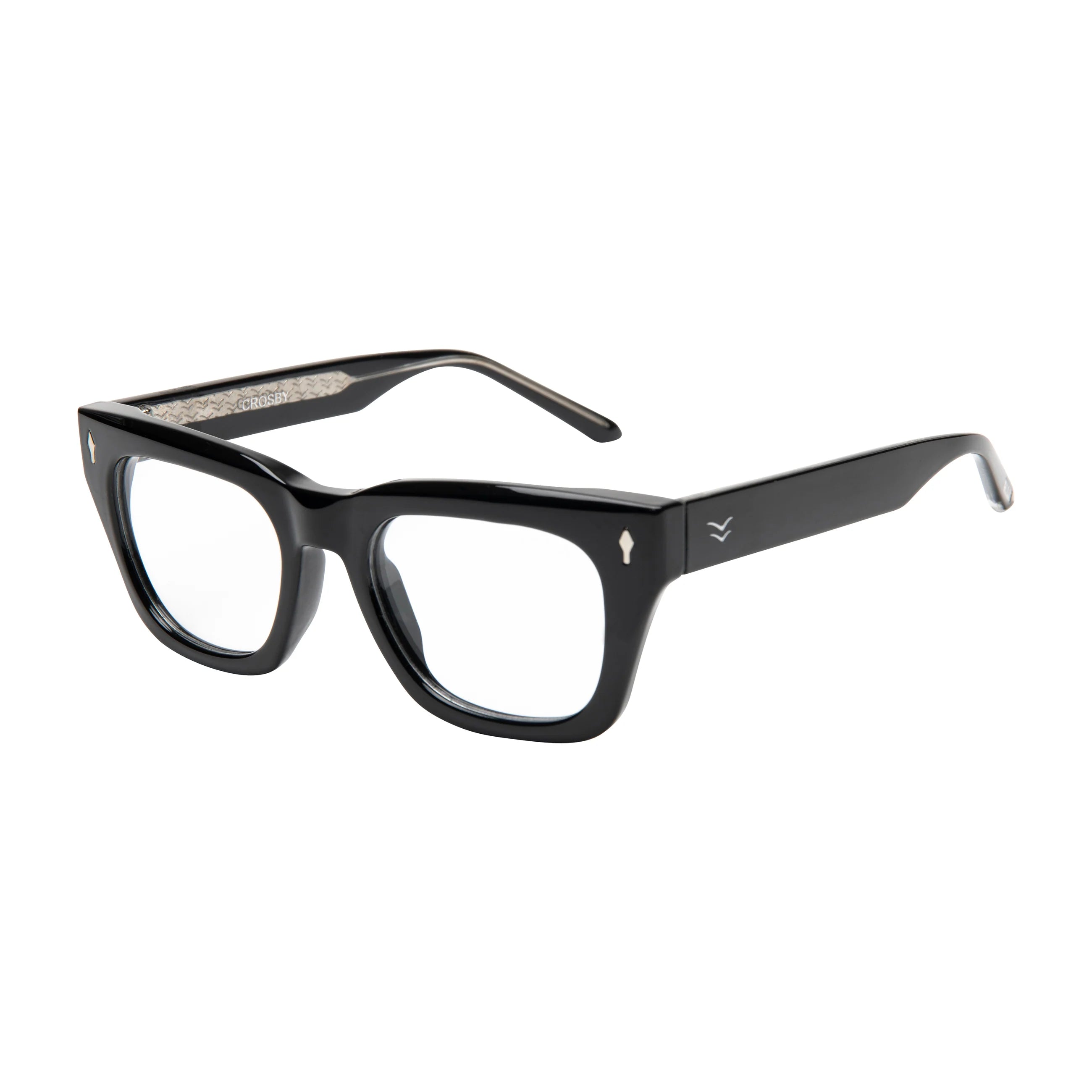 Black eyeglasses on a white background