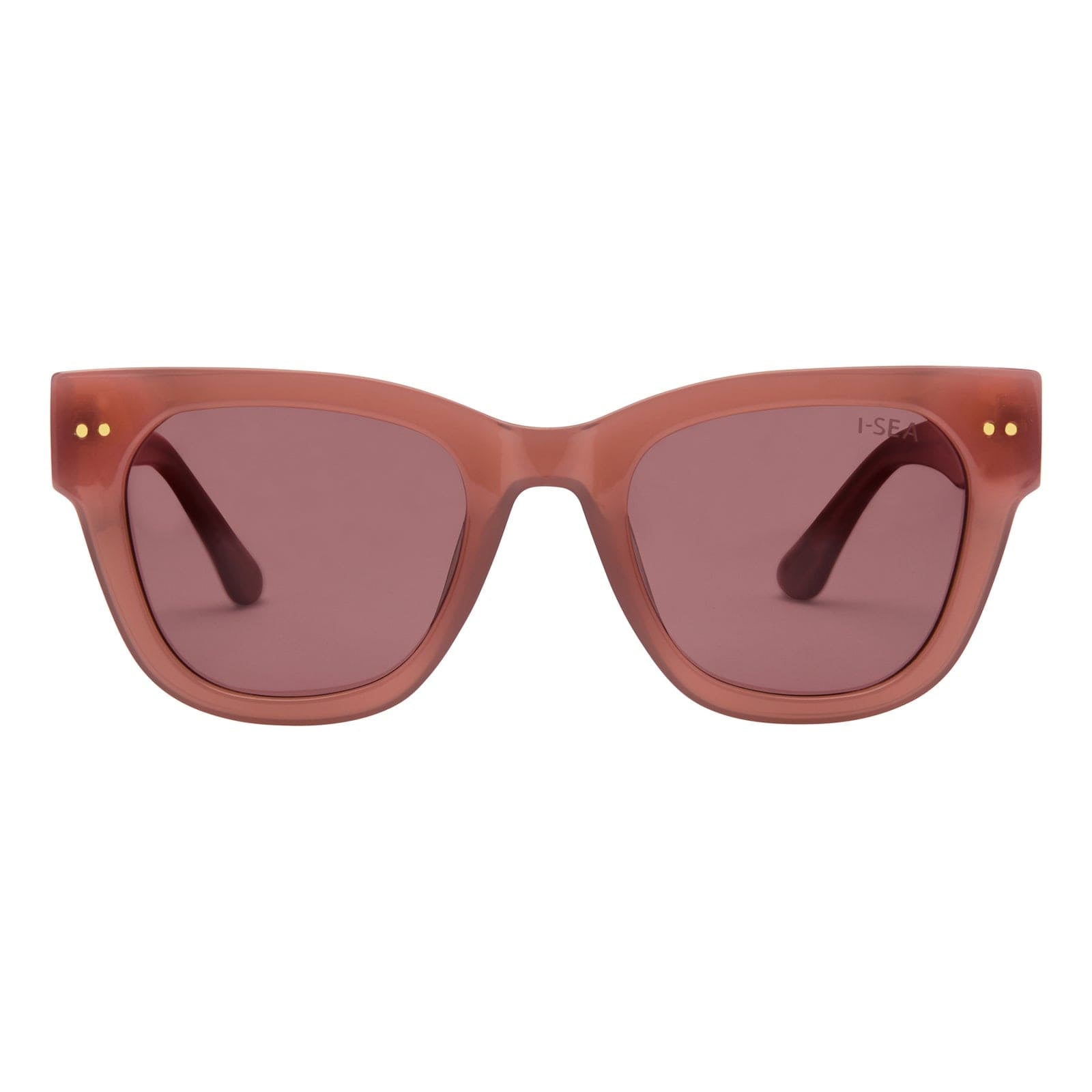 Brown sunglasses with a white background