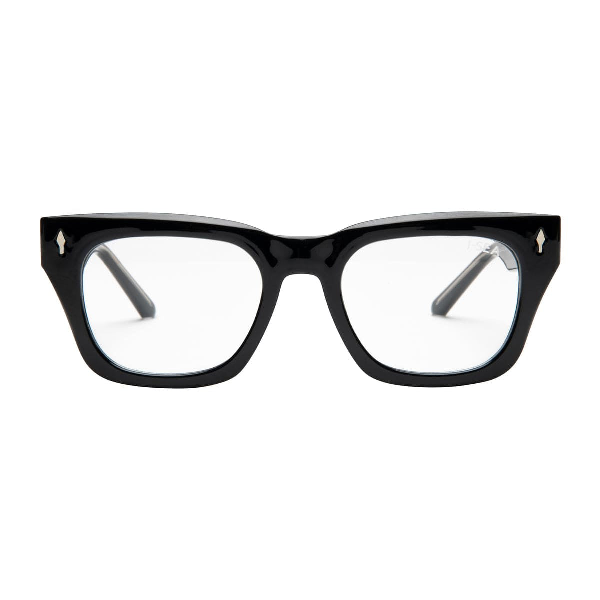Black cat-eye glasses on a white background