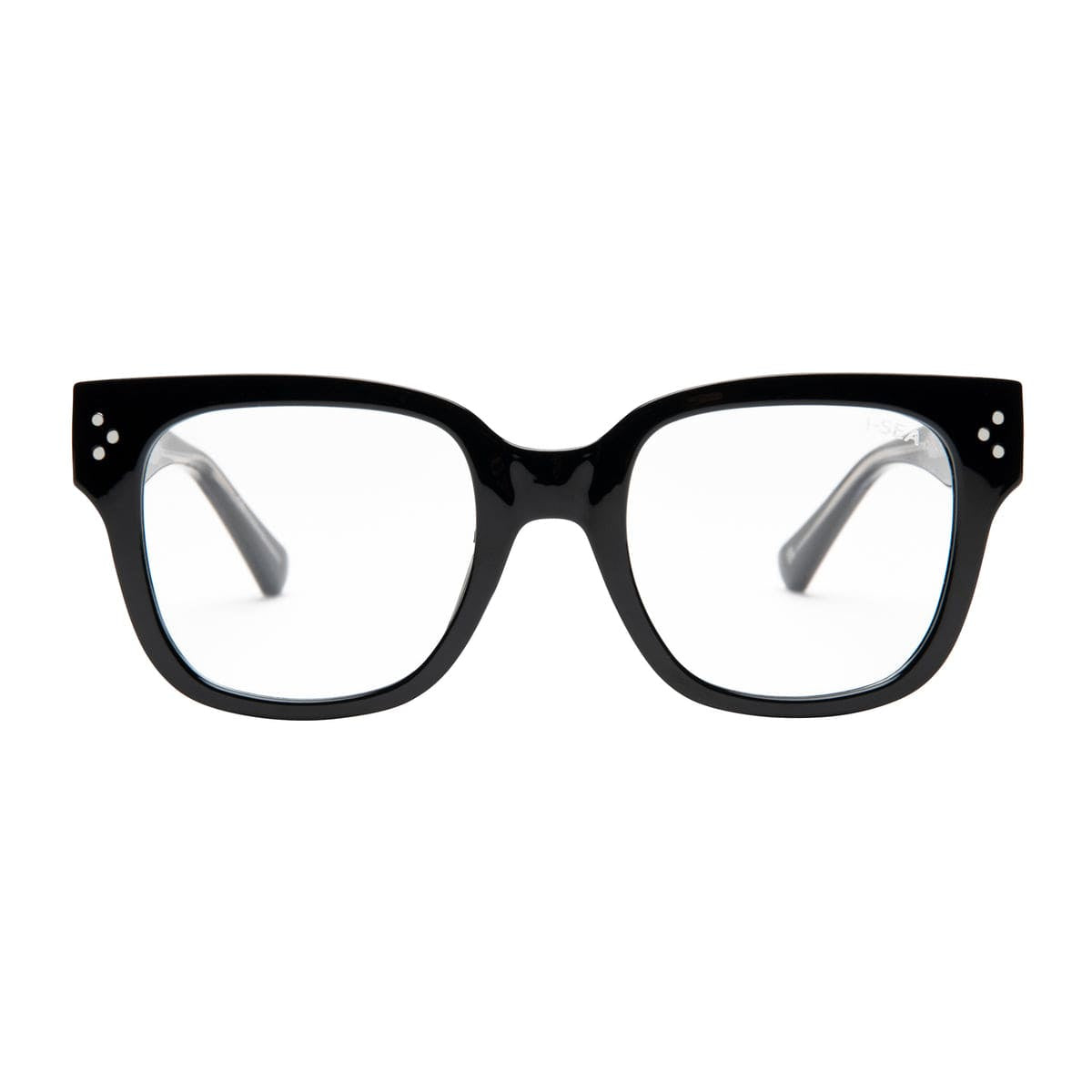 Black cat-eye glasses on a white background