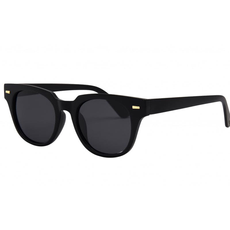 Black sunglasses with dark lenses on a white background