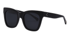 Black sunglasses with dark lenses on a white background