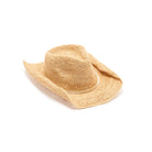 Beige straw cowboy hat on a white background