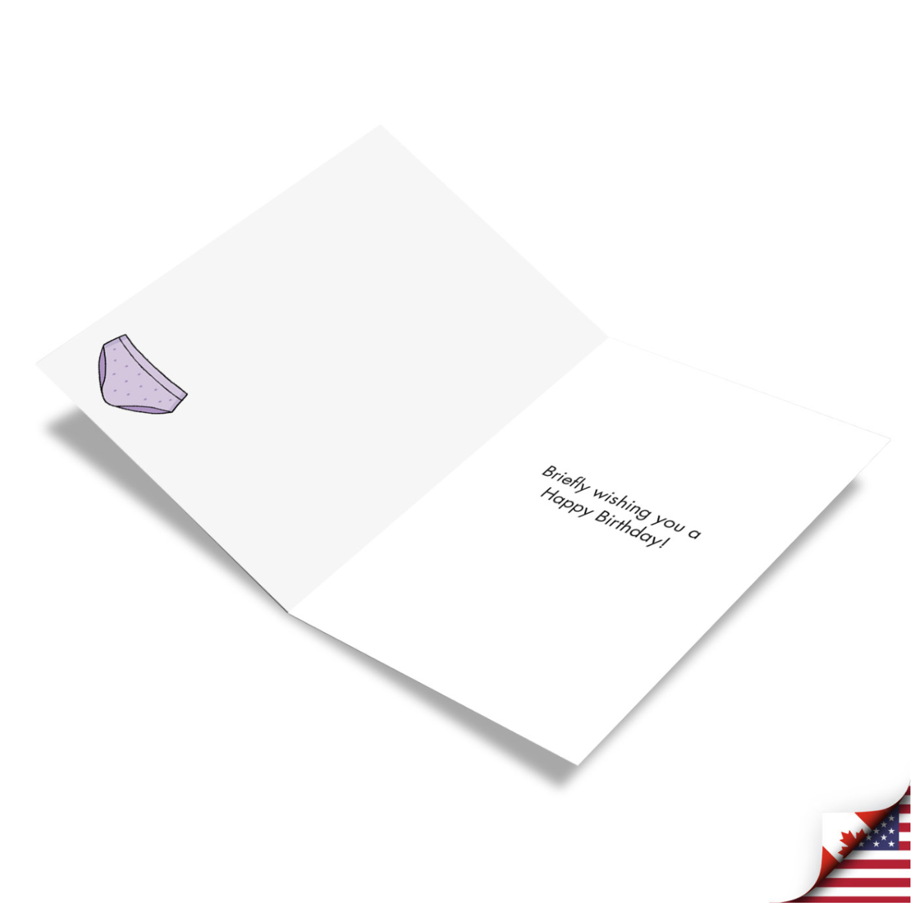 Purple gemstone-shaped birthday card with text "Briefly wishing you a Happy Birthday!" on white cardstock