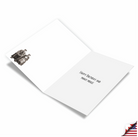Open white greeting card with elephant image on left panel and "HAPPY BIRTHDAY AND MANY MORE!" text on right panel