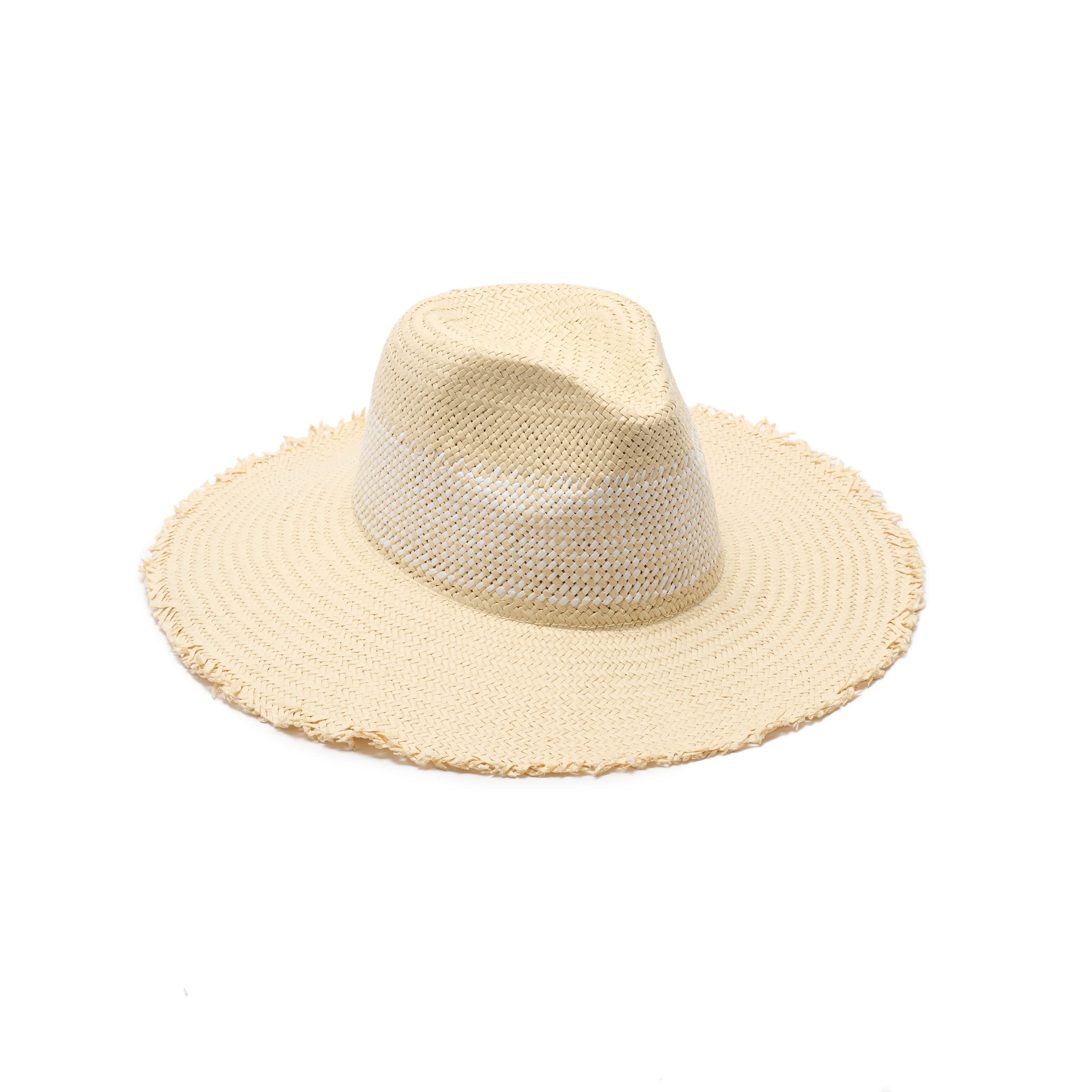 Beige straw hat on a white background
