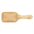 Wooden paddle hairbrush with bamboo bristles and natural finish, EMI JAY branding on handle