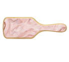 Pink marbled resin serving board with bamboo trim and handle, featuring EMI JAY branding