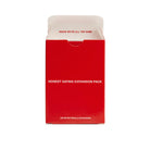 Red cardboard box with white text reading "Honest Dating Expansion Pack" and "Inside We're All The Same" visible on packaging