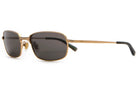 Gold-framed sunglasses with black lenses on a white background