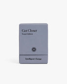 Gray textured card deck box with "Get Closer Team Edition" and "Intelligent Change" text, featuring a circular radial logo in center