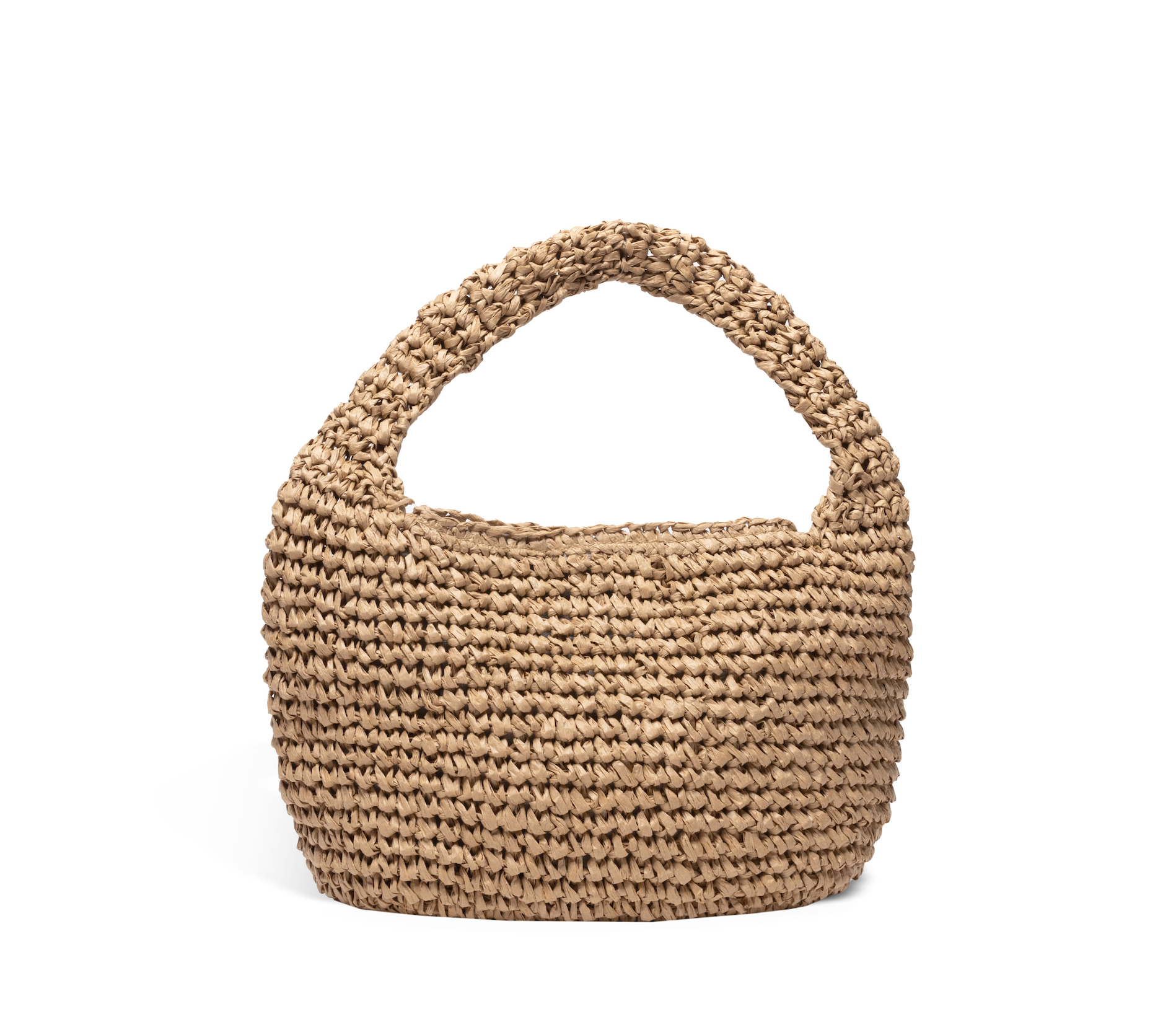 Woven handbag on a white background