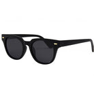 Black sunglasses with dark lenses on a white background