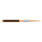 Wooden hair brush with natural boar bristles and blue EMIJAY logo on handle, beige finish